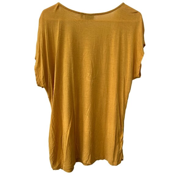 Apt 9 Top Size XL Floral Short Sleeve Scoop Neck Yellow Multi Watercolor Sequin - Picture 2 of 6